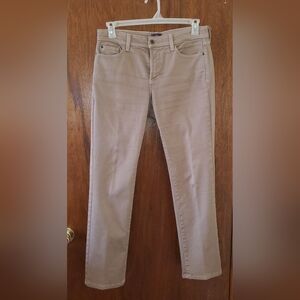 NYDJ Samanth Slim Straight Leg Tan Jeans Sz 10 Petite